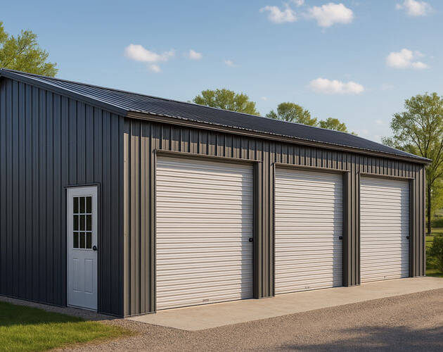 Metal 3-Car garage