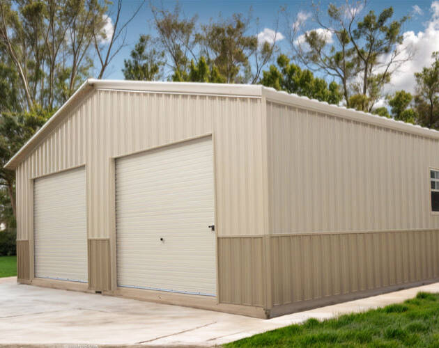Metal 2-car garage shop combo