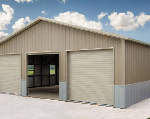 Custom 3-car steel garage