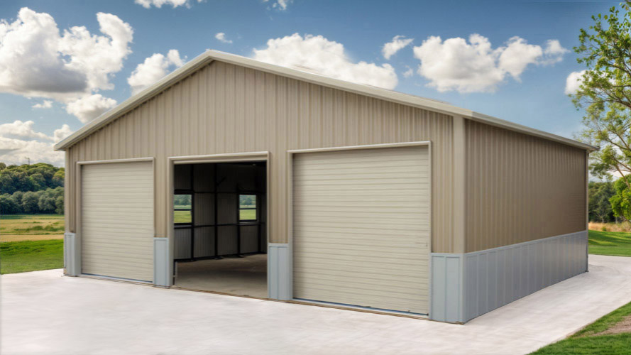 Custom 3-car steel garage