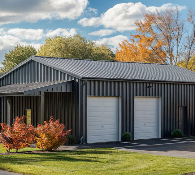 Double garage with lean-to