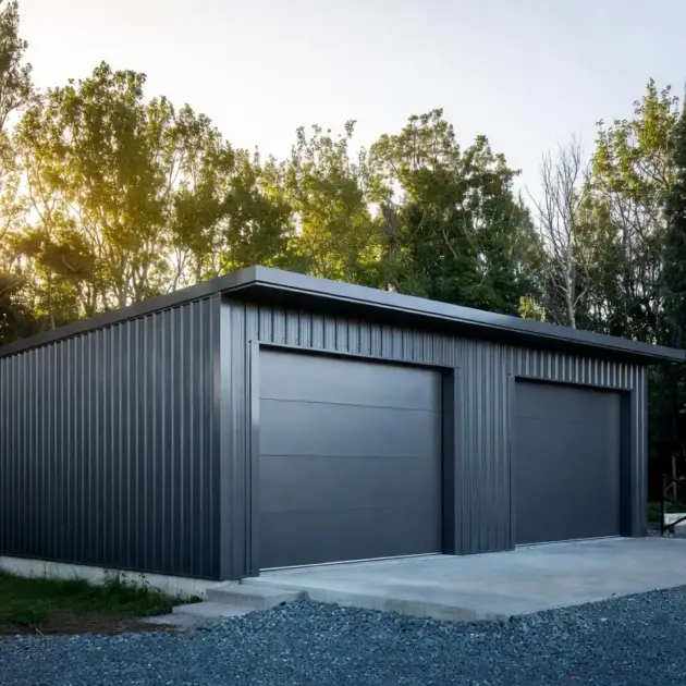 Custom 3-car steel garage
