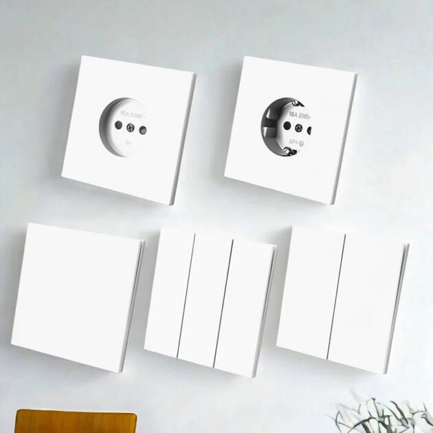 Simple Design EU Standard European 250V 85mm 85mm 1 2 3 Gang 1 Way Frameless Electrical Wall Sockets Switches Power Outlet