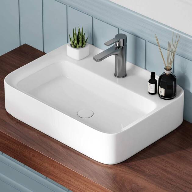 24"x18" Premium Rectangular Ceramic Bathroom Vanity Vessel Sink Wall Mount Floating Lavabo